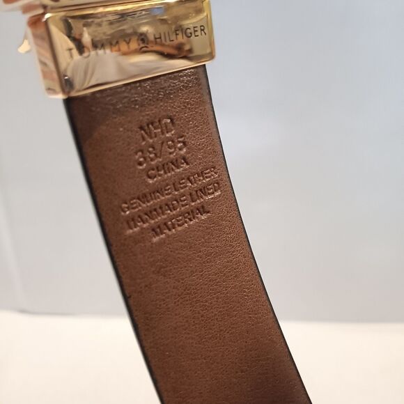 Tommy Hilfiger Leather Reversible Belt-Size 38-Swivel Buckle-Black-Brown-Classic - Picture 8 of 9